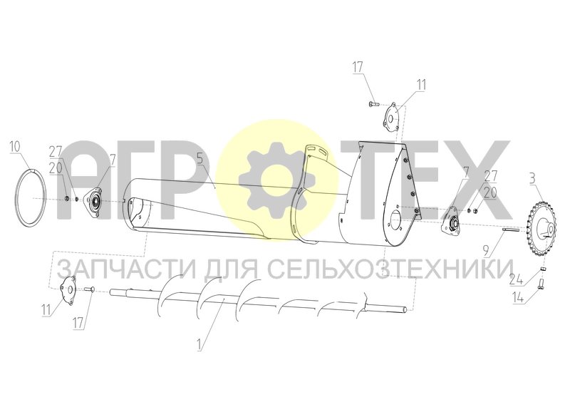 Шнек колосовой (S300.50.03.000А) (№7 на схеме)